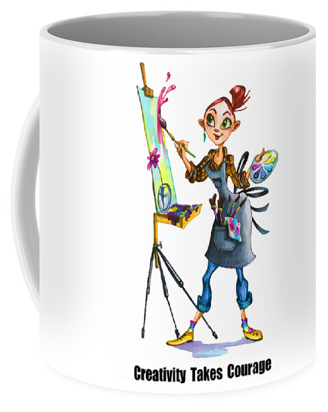 Whimsical Coffee Mug featuring the painting Creativity Takes Courage by Miki De Goodaboom