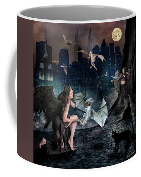 Creatures Coffee Mug featuring the digital art Creatures of the Night by Diana Haronis