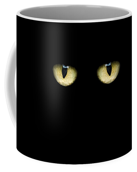 Funny Coffee Mug featuring the digital art Creepy Cat Eyes by Flippin Sweet Gear