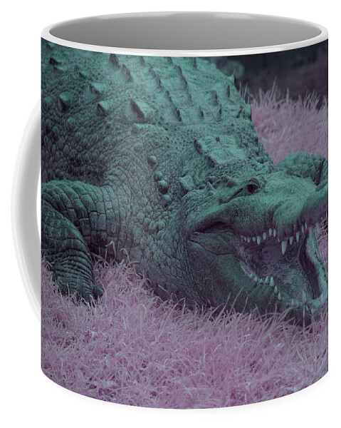 Crocodile Coffee Mug featuring the photograph Crocodile in Infrared by Carolyn Hutchins
