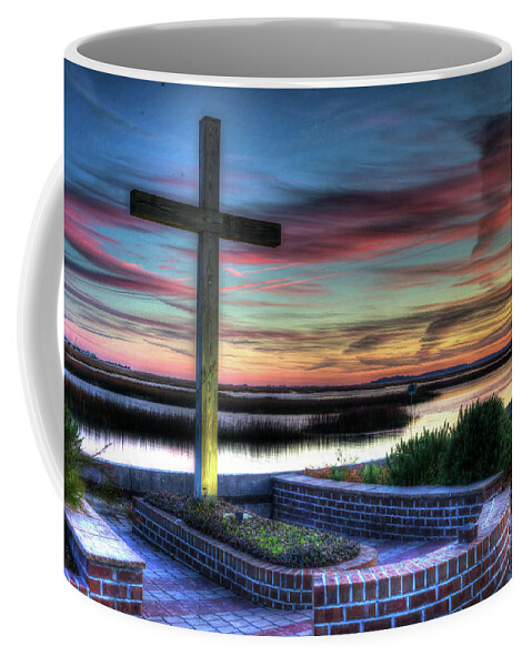Murriels Inlet Coffee Mug featuring the photograph Cross Sunset by Joe Granita