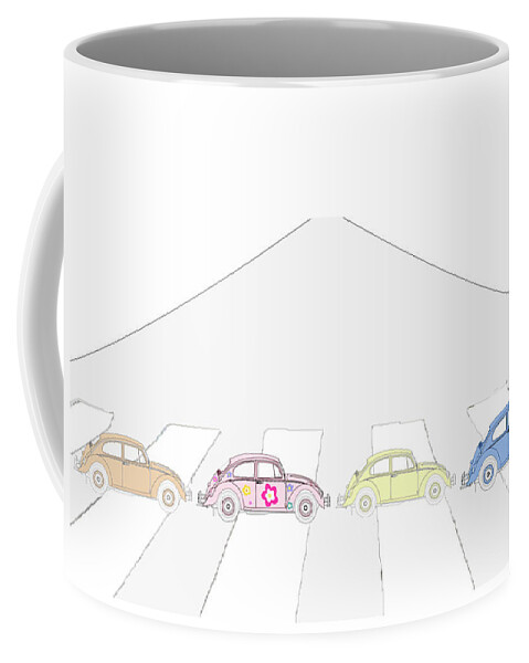 Beetles Coffee Mug featuring the mixed media Crossing Abbey Road by Moira Law