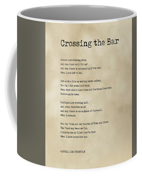 Crossing The Bar Coffee Mug featuring the digital art Crossing The Bar - Alfred Lord Tennyson Poem - Literature - Typewriter Print 2 - Vintage by Studio Grafiikka