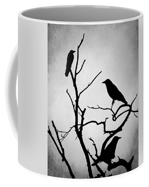 Bird Coffee Mug featuring the digital art Crow Birds on Trees Bird 89 by Lucie Dumas