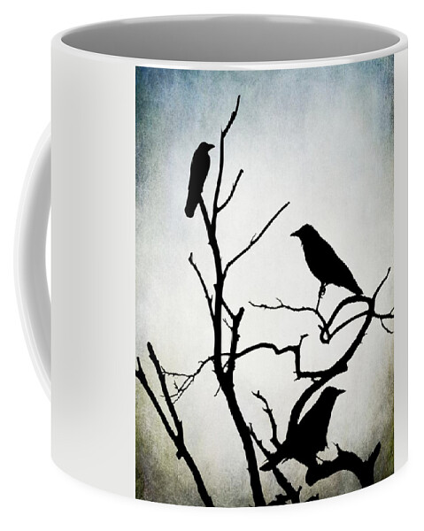 Bird Coffee Mug featuring the digital art Crow Birds on Trees Bird 90 by Lucie Dumas