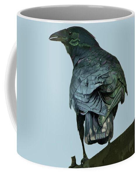 Crow Coffee Mug featuring the painting Crow in Copper by Judy Cuddehe