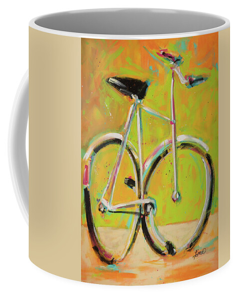 Bicycle Coffee Mug featuring the painting Cruiser by Terri Einer