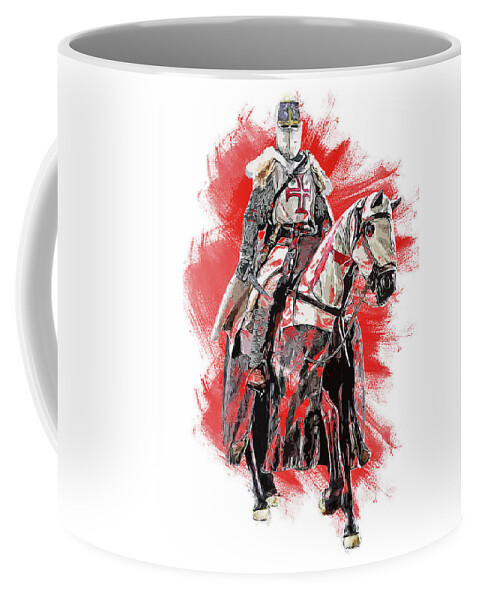 Crusader Knight Coffee Mug featuring the painting Crusader Warrior - 28 by AM FineArtPrints
