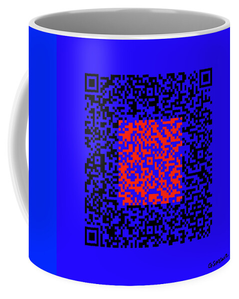 Op Art Coffee Mug featuring the mixed media Cryptic Red and Black Squares by Gianni Sarcone