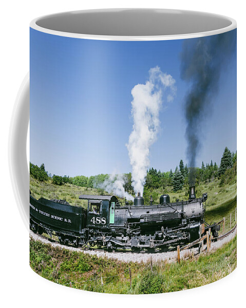 Chama Coffee Mug featuring the photograph Cumbres and Toltec Locomotive 488 by Debra Martz