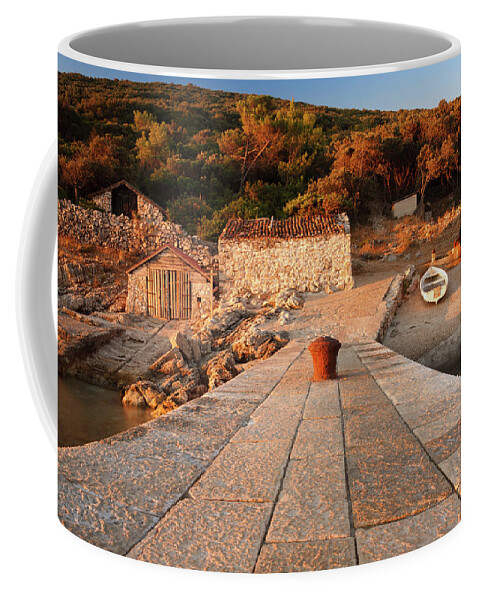 Losinj Coffee Mug featuring the photograph Cunski pier, Losinj Island, Croatia by Ian Middleton