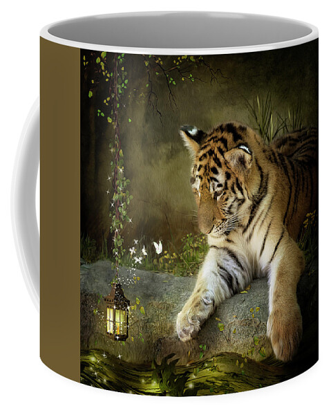 Tiger Coffee Mug featuring the digital art Curiosity by Maggy Pease