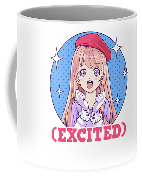 Cute Excited Anime Girl Funny Excited Face Coffee Mug by The Perfect  Presents - Fine Art America