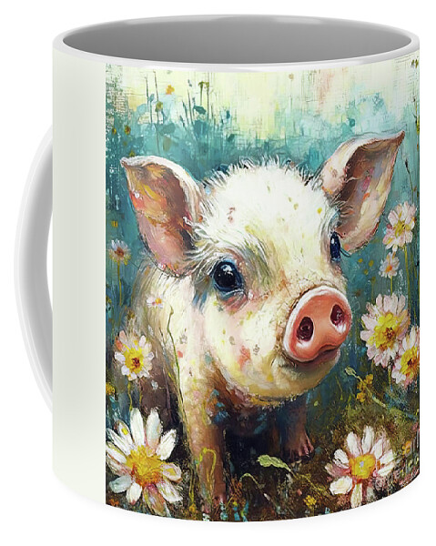 Piglet Coffee Mug featuring the painting Cute Patootie Piglet by Tina LeCour
