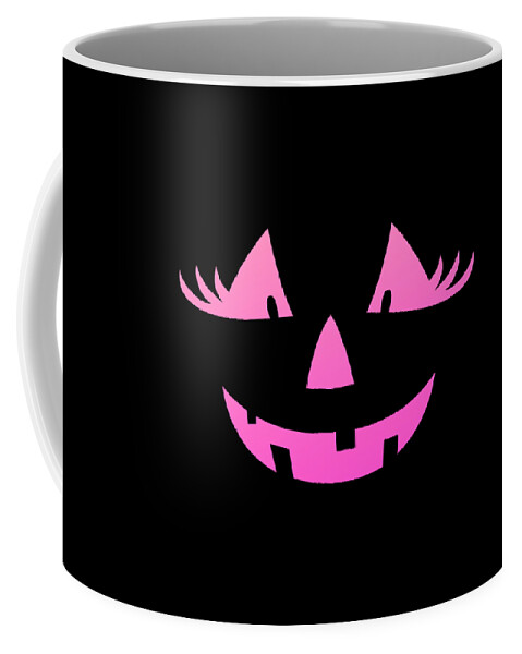 Cute Coffee Mug featuring the digital art Cute Pink Pumpkin Jack O Lantern Halloween by Flippin Sweet Gear