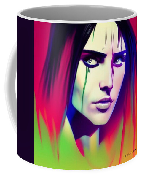 Newby Coffee Mug featuring the digital art CyberPunk Crying Woman by Cindy's Creative Corner