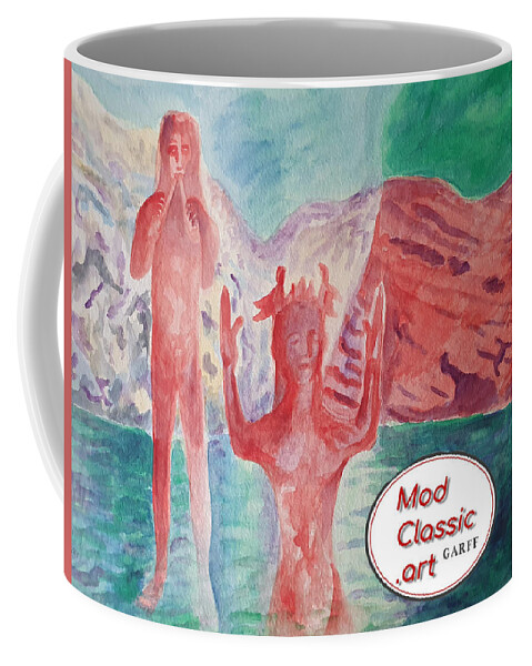 Sculpture Coffee Mug featuring the painting Cycladic Tune ModClassic Art by Enrico Garff