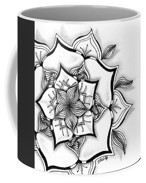 Zentangle Coffee Mug featuring the drawing Cyme Challenge by Jan Steinle