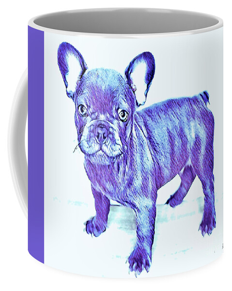 Blue French Bulldog. Frenchie. Dog. Pets. Animals. Coffee Mug featuring the digital art Da Ba Dee by Denise Railey