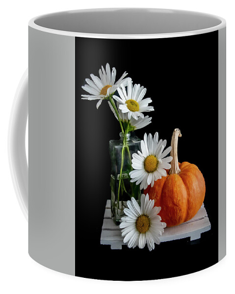 Flowers Coffee Mug featuring the photograph Daisies and Pumpkin by Cathy Kovarik