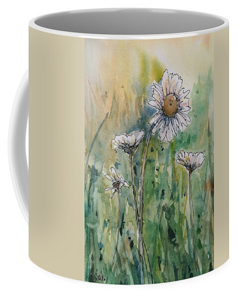 Floral Coffee Mug featuring the painting Daisies by Sheila Romard