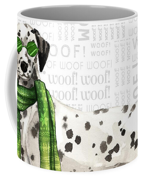 Dalmatian Coffee Mug featuring the digital art Dalmatian Christmas Dog by Doreen Erhardt