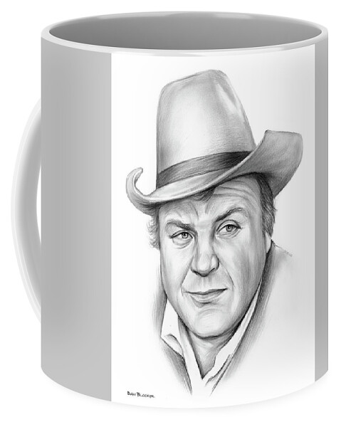 Dan Blocker. American Coffee Mug featuring the drawing Dan Blocker JUN20 by Greg Joens