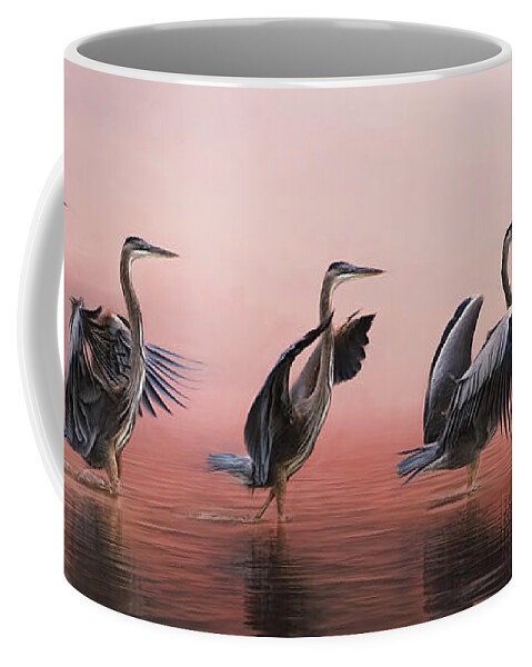 Heron Coffee Mug featuring the digital art Dance of the Blue Heron by Brad Barton