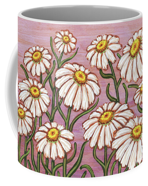 Daisy Coffee Mug featuring the painting Dancing Daisy Daydreams in Lavender Skies by Amy E Fraser