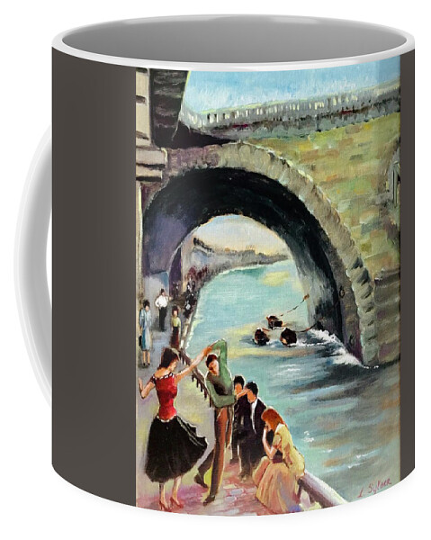 Dancing Coffee Mug featuring the painting Dancing rock-and-roll by Lana Sylber
