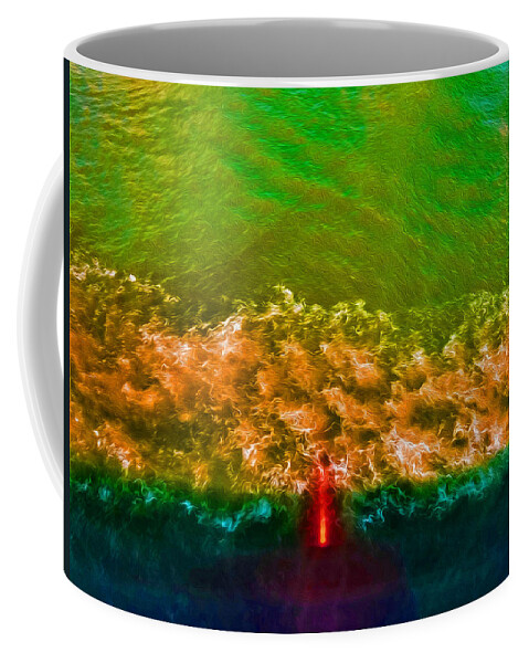 Abstract Art Coffee Mug featuring the digital art Dancing Waters 3 Autumn Burst by Aldane Wynter
