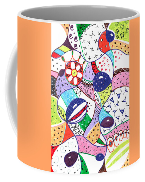 Dancing With Patterns By Helena Tiainen Coffee Mug featuring the drawing Dancing With Patterns by Helena Tiainen