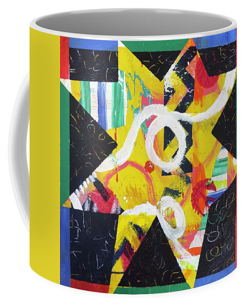 Star Coffee Mug featuring the painting Dancing Yellow Star by Cyndie Katz