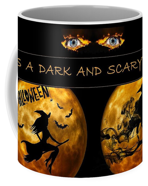 Halloween Coffee Mug featuring the mixed media Dark and Scary Night by Nancy Ayanna Wyatt