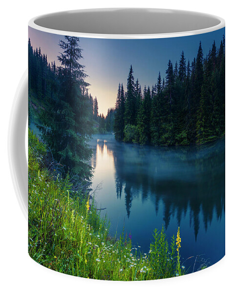 Mountain Coffee Mug featuring the photograph Dark Lake by Evgeni Dinev