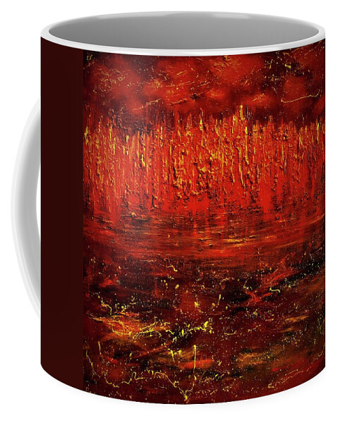 Fire Coffee Mug featuring the painting Dark Reflection by Roger Clarke