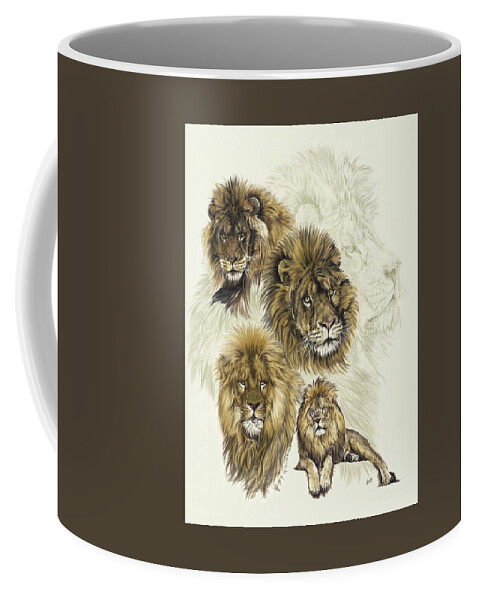 Lion Coffee Mug featuring the mixed media Dauntless by Barbara Keith