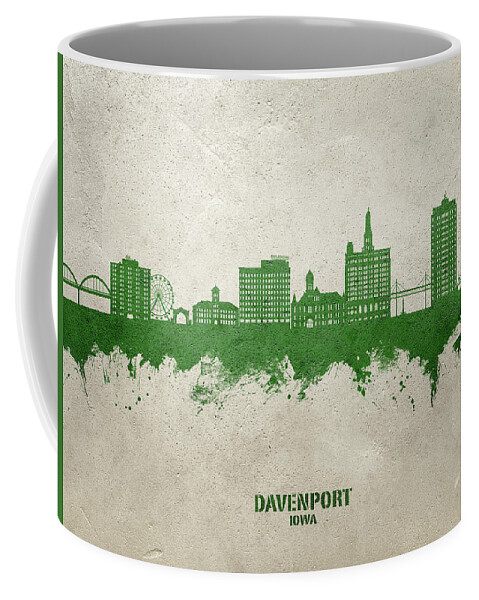Davenport Coffee Mug featuring the digital art Davenport Iowa Skyline #08 by Michael Tompsett