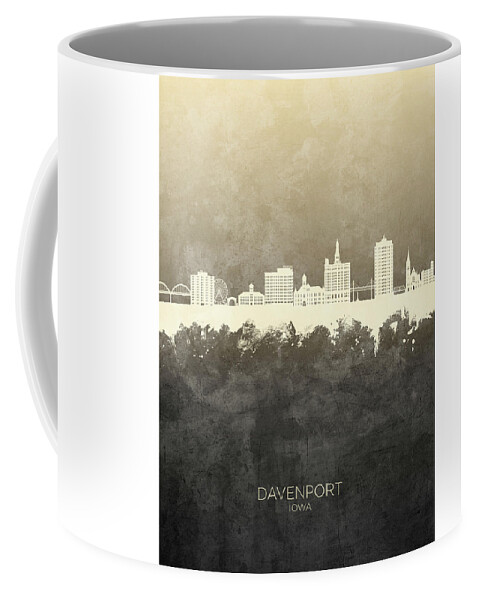 Davenport Coffee Mug featuring the digital art Davenport Iowa Skyline #32 by Michael Tompsett