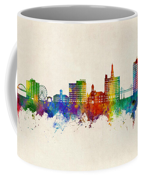 Davenport Coffee Mug featuring the digital art Davenport Iowa Skyline #89 by Michael Tompsett