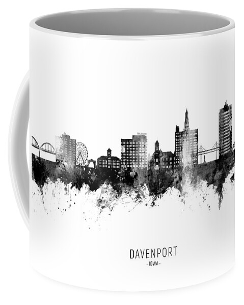 Davenport Coffee Mug featuring the digital art Davenport Iowa Skyline #97 by Michael Tompsett