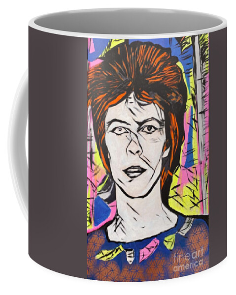 David Bowie Coffee Mug featuring the painting David Bowie by Jayime Jean