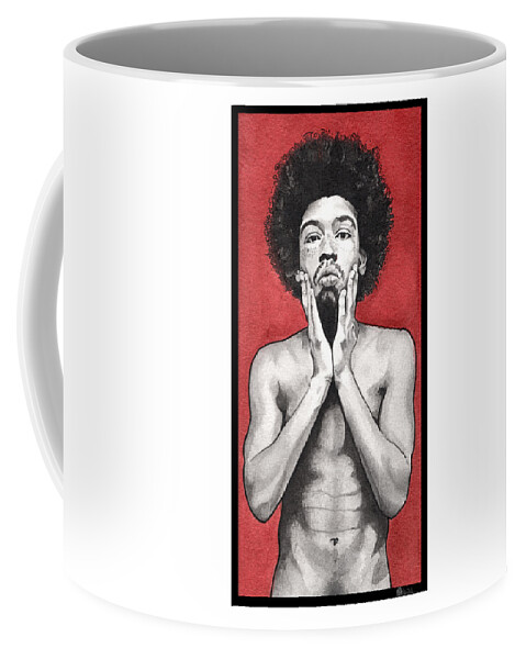 Portrait Coffee Mug featuring the painting Davis In Red-Full Length by Tiffany DiGiacomo