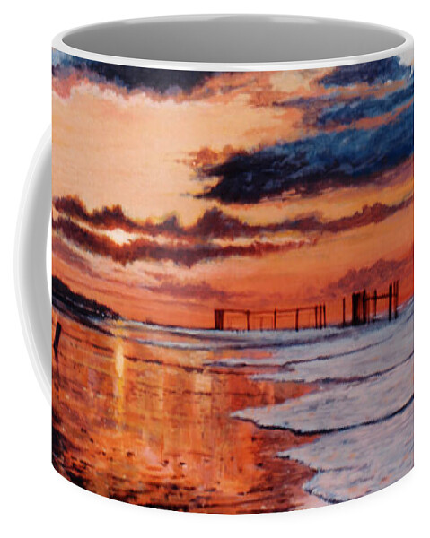 Dawn Coffee Mug featuring the painting Dawn on Crystal Beach by Randy Welborn