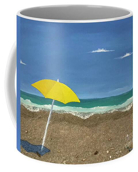 Beach Coffee Mug featuring the mixed media Day at the Beach by Wendy Golden