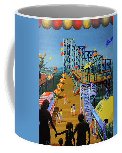 Ocean Theme Park Coffee Mug featuring the painting Day at the Ocean Park II by Donald Presnell