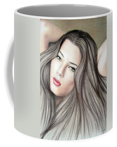Woman Coffee Mug featuring the painting Daydreaming by Lynet McDonald