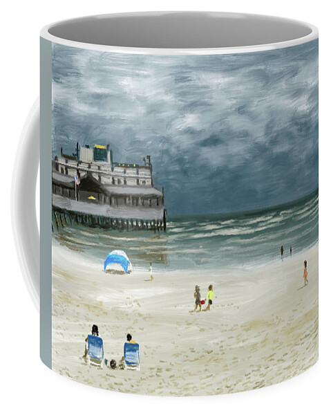 Storm Coffee Mug featuring the digital art Daytona Beach Storm by Larry Whitler