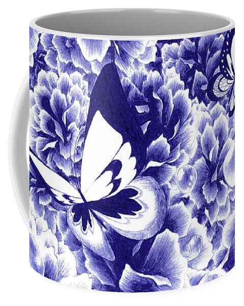 Butterflies Coffee Mug featuring the drawing Dazzling by Alice Chen