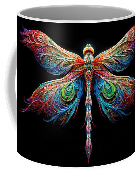 Fractal Coffee Mug featuring the photograph Dazzling Dragonfly Wings by Bill and Linda Tiepelman